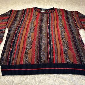 Vtg Franco Danti striped Grandpa Cosby Coogi Style sweater Large